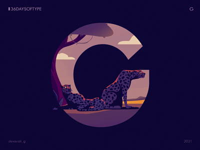 36 Days of Type: G 36daysoftype cheetah design forest graphic design illustration illustrator nature vector illustration