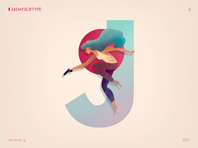 36 Days of Type: J 36daysoftype action character design design graphic design illustration jump typography vector illustration woman