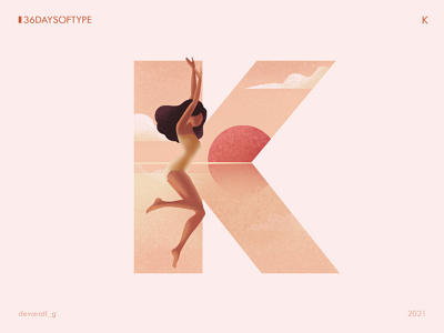 36 Days of Type: K 36daysoftype action character design design graphic design illustration jump sea sunset typography vector illustration