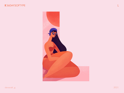 36 Days of Type: L 36daysoftype beach character design design graphic design illustration sun typography vector illustration woman