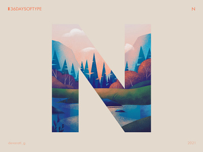 36 Days of Type: N 36daysoftype design graphic design illustration lake landscape nature typography vector illustration