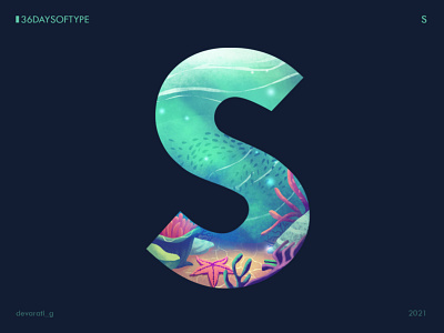 36 Days of Type: S 36daysoftype design graphic design illustration nature sea typography underwater vector illustration