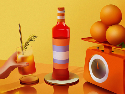 Cocktail Series 1 bottle cocktail design drink fruit graphic design illustration orange vector illustration visual design
