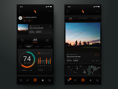 Strava Dark Mode Concept app design cycling dark mode fitness app neumorphic product design strava uiux