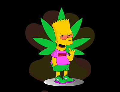 Bart Simpson in his element. artwork bart character design design digitalart eyes illustration illustrator nike quarantine simpsons supreme weed