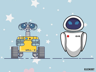 WALL-E and EVE art artwork character design design digitalart illustration illustrator photoshop quarantine