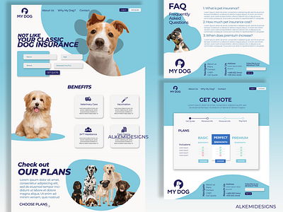 Design 1, Website Design - Dog Insurance branding design dogs illustration insurance photoshop typography ui ux web webdesign website website design