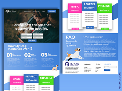 Design 2, Dog Insurance Company - Website Design adobe app branding design dog illustration inspiration insurance photoshop typography ui ux web webdesign website website design