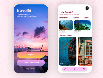 Travel Guide app app branding design minimal minimalist minimalistic travel travel app travel guide traveling travelling typography ui uiux ux uxdesign