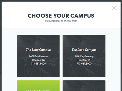 Choose a campus modal