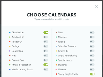 Calendar Modal calendar modal toggle