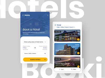 Hotel Booking App illustration ios app design minimal mobile ui ux uidesign