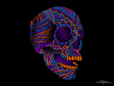 Purple Skull alebrije art artwork calavera cuhper design illustration mexico prehispanic skull