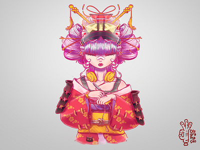 modern geisha cyberpunk desenho illustration art ilustration japanese art photoshop