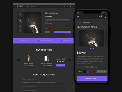 Vitus Store ecommerce shop ui web design