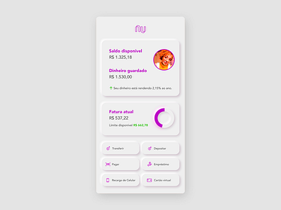 Nubank Neumorphic Redesign app design design neumorphic design neumorphism nubank ui ui ux ui design