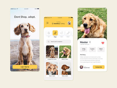 Pets Adoption App 🐶🐈 adoption animals app design cats dogs kerem birgün pet adoption concept pets petshop uiux
