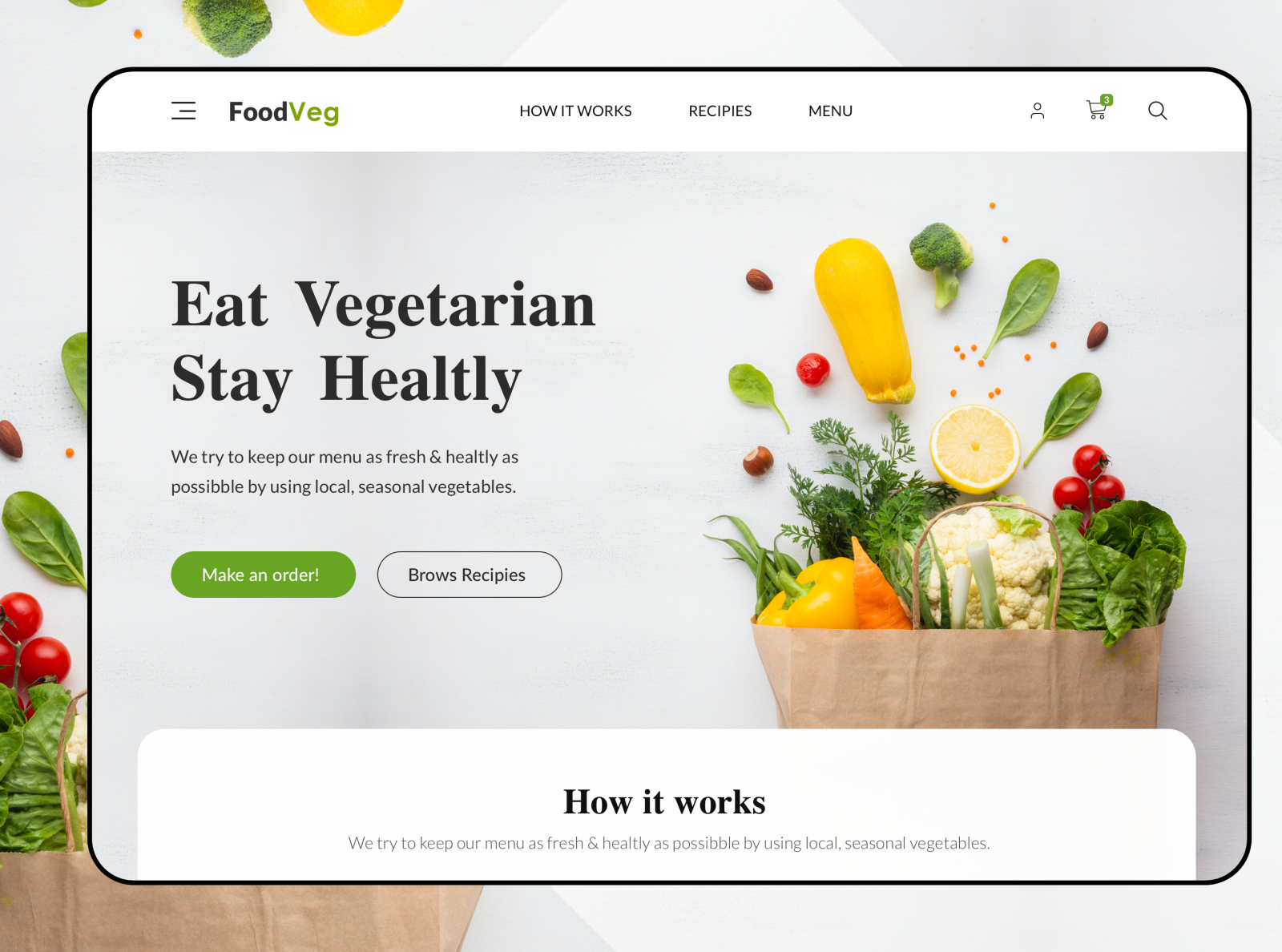 FoodVeg | Vegetarian Online Store by Kerem Birgun on Dribbble