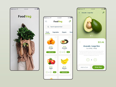 FoodVeg | Vegetarian Online Store App Design app design food app design kerem birgün mobile app design ui design uiux vegan vegetables vegetarian food