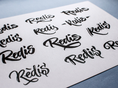 Sketching Redis lettering brush pen lettering logo redis search sketch
