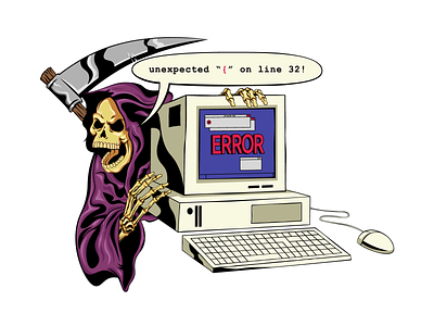 Skull Error caveira character computador computation computer error esqueleto funny illustration illustrator pc purple skull vector