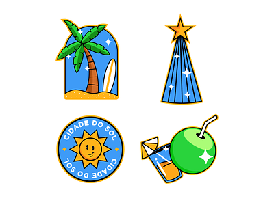 Natal City Pins beach blue blue and yelow brasil brazil figure flat flat design illustration illustrator logo natal pin pins sea sticker sun vector vetor yellow