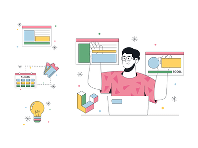 Colorful illustrations for website