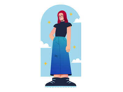 Red haired girl character clear color colorful dribbble flat flat design girl glasses gradient gradient color happy illustration illustrator new red hair red haired vector woman