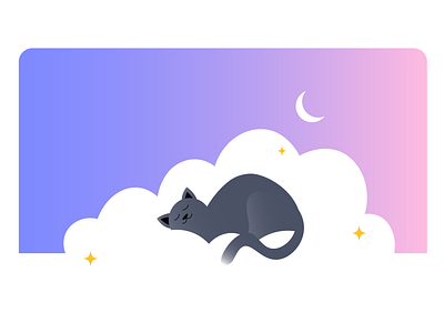 sleeping kitten animal cat character cloud cute design flat flat design gradient illustration illustrator kitten pink purple vector