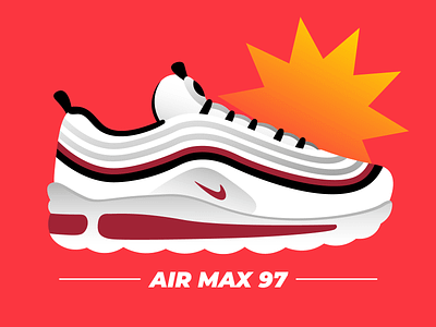 Air Max 97 97 air max air max 97 art boot dribbble flat flat design illustration illustrator new nike red sneak sneakers vector