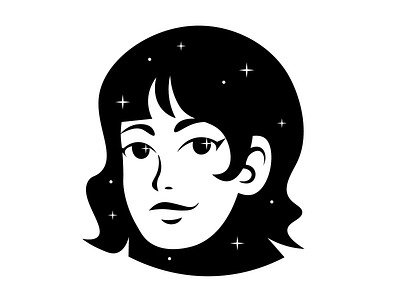 Galaxy Girl black black and white character dribbble galaxy girl illustration illustrator new stars vector white woman