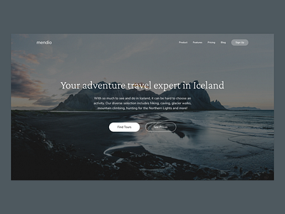 Landing page design design figmadesign holidays iceland landing page landing page design landingpage tourism tourists typography ui ui design uidesign uiux ux vacation