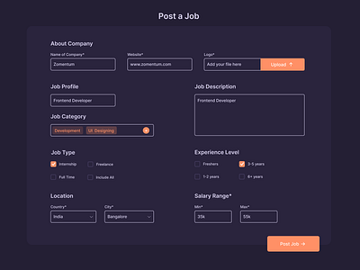 Job Post Form UI Design