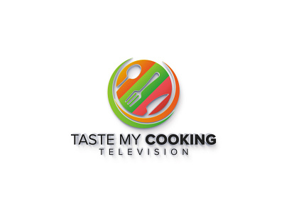 Taste my cookng television logo art branding design flat food logo fork logo illustration illustrator logo minimal premium professional logo resturant television tv tv logo tv show type typography vector