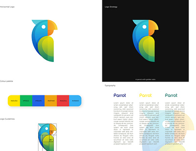 Parrot logo design brand brand design brand identity branding branding design design designer flat goldenratio illustrator logo logo design logodesign logos logotype minimal vector