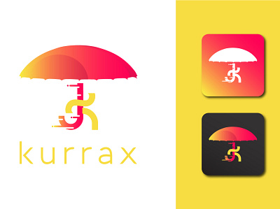 App delivery logo app gradient icon logo pink run runner running umbrella yellow