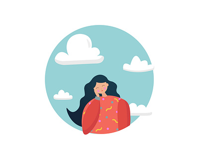 Head in the clouds flat girl girl character girl illustration illustration vector персонаж