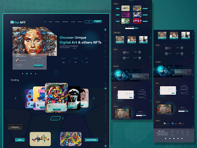 Fine-NFT Art Dark Theme Landing Page.