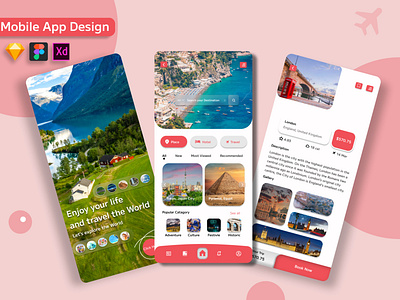 Mobile App UI UX Design For Travel Agency.