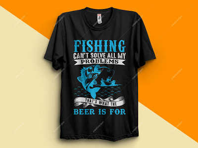 FISHING CAN'T SOLVE ALL MY PROBLEMS THAT'S WHAT THE BEER IS FOR art clothing design fashion fish fish logo fishing logo fishing rod fishing t shirt fishing t shirt design funny t shirt shirts teeshirts typography