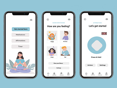 Meditation and Affirmation App app appdesign design illustration minimal ui ux