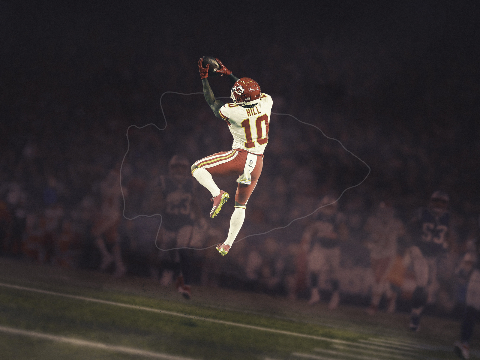 Tyreek Hill Is Running With Football Showing Victory Sign In Blur Players  Background HD Tyreek Hill Wallpapers  HD Wallpapers  ID 55691