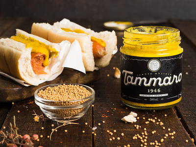 TAMMARO - Logo & Packaging argentina branding dijon hot dog label mustard old school packaging sausage vintage