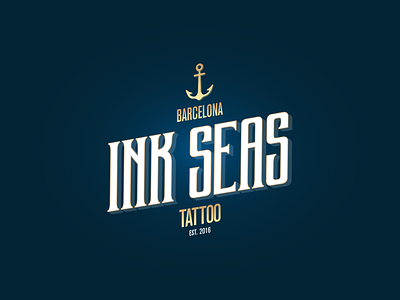 INK SEAS Tattoo - Logo & Branding anchor argentina art deco blue branding gold guidelines lettering logo old school rebranding tattoo tattoo studio typography vintage