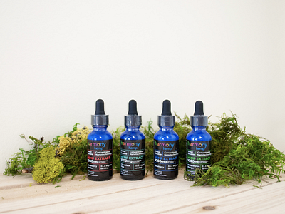 Harmony Hemp CBD Tinctures branding cbd oil color design graphic design label design packaging design print design typography