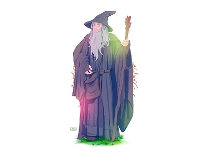 Gandalf the grey cartoon comic art digital illustration fanart illustration lotr