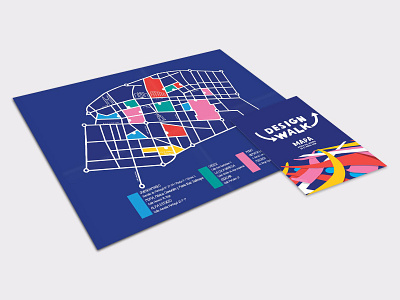 Design Walk Map Logroño arrowhead arrows artwork color coded design handwritten leaflet map maps multicolor print white and blue