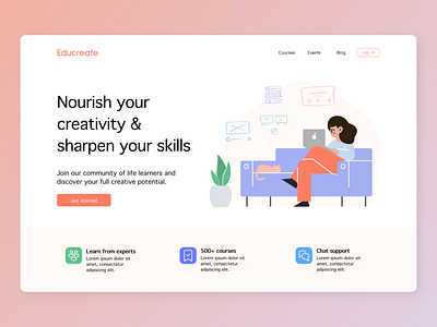 Minimal Landing Page Design branding daily challenge daily ui dailyui design designer figma illustration landing page minimal online learning product design ui ui challenge ux ux design ux designer ux ui design web design website