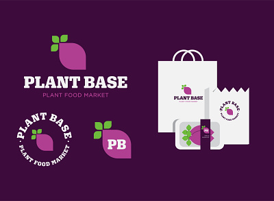 Plant Base Logo branding design food icon logo plants typography