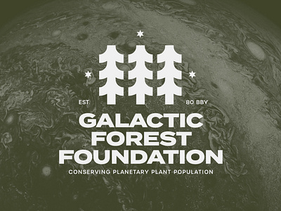 Galactic Forest Foundation Logo badge branding concept design forest icon identity illustration logo plants starwars trees